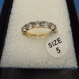 Solid Sterling silver Gold over Eternity Band AAACZ Size 5